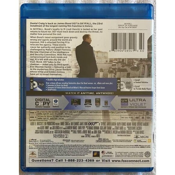 Skyfall (Blu-ray/DVD, 2013) - James Bond 007 - Digital not guaranteed. - Picture 2 of 6